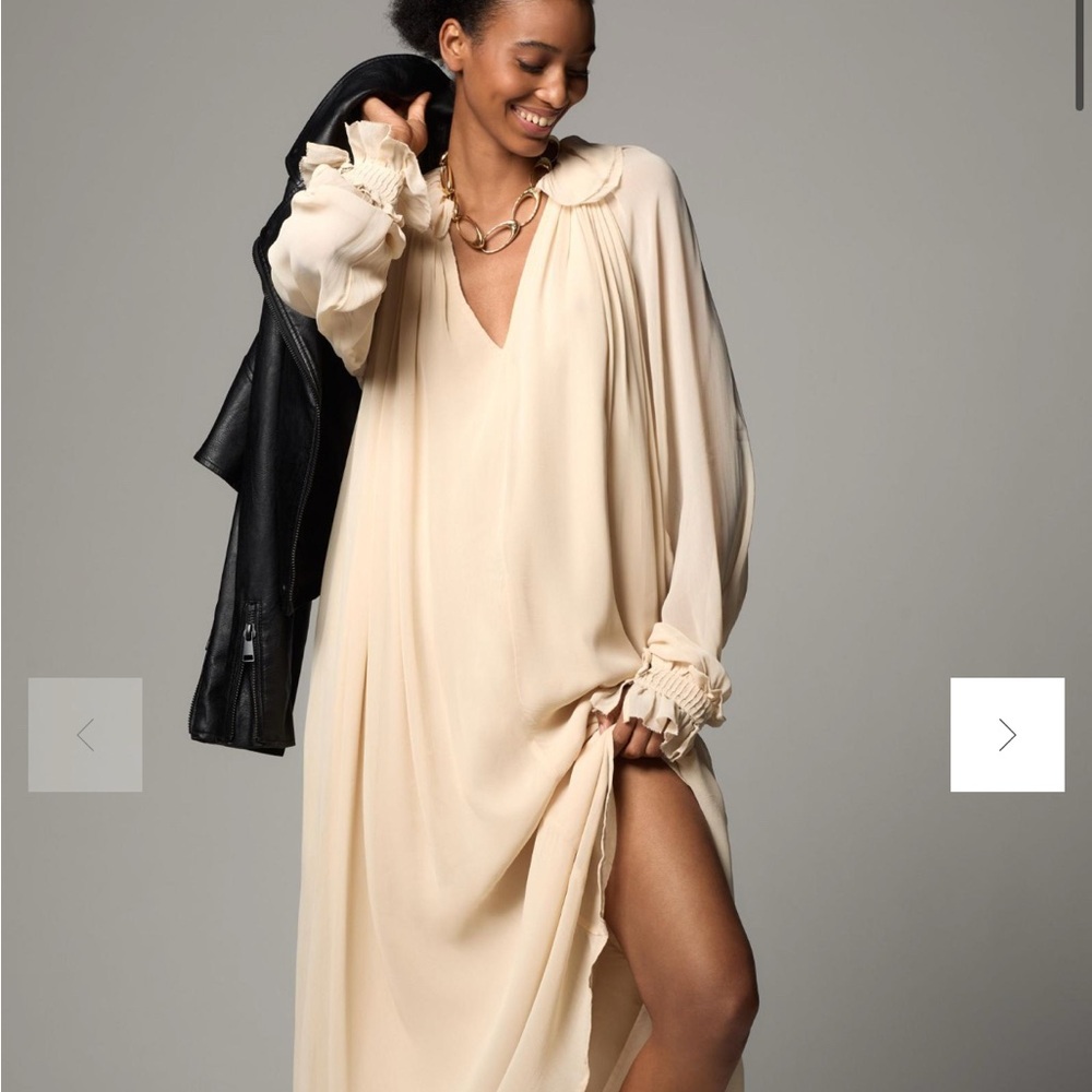 Anthropologie long sleeve shear pleated dress Sz S NWT